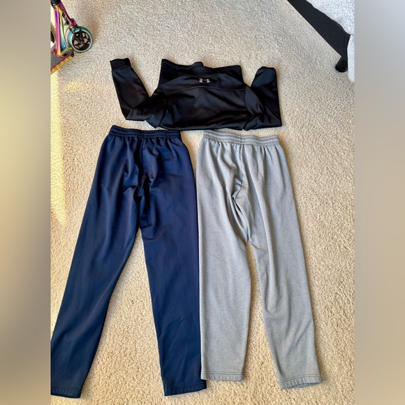 UNDER ARMOUR BOYS GIRLS TEEN SWEAT PANT JOGGER 1/4 ZIP BUNDLE (3 pcs). - Picture 3 of 6